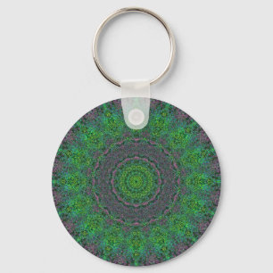 Abstrato Verde de Mandala Chaveiro