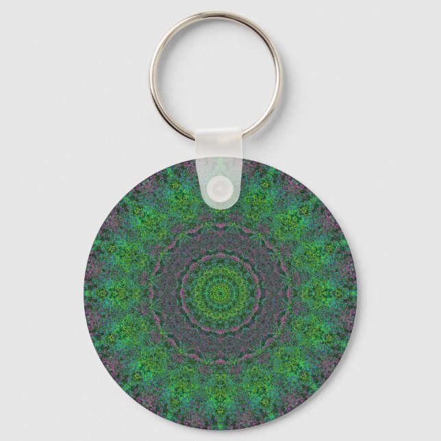 Abstrato Verde de Mandala Chaveiro (Frente)