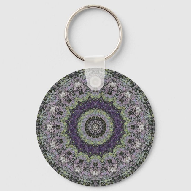 Abstrato Verde de Terceiro Olho Mandala Chaveiro (Frente)