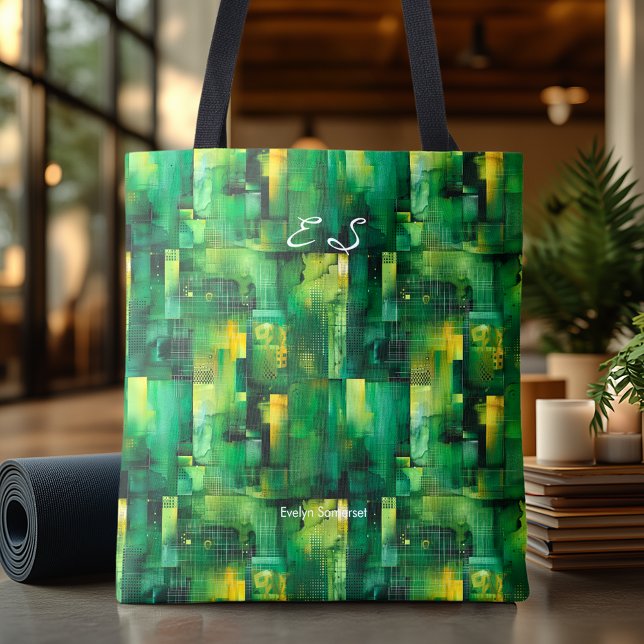 Abstrato Verde monocromático - Saco de Tote Person (Criador carregado)