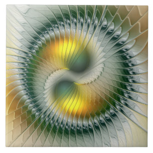 Abstrato Verde Yin Yang - Fractal Colorido