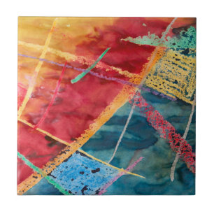 Abstrato Vermelho Azul - Cor Amarela