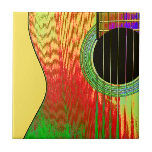 Abstrato Vermelho e Amarelo - Violão Acústico (Frente)