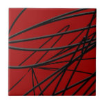 Abstrato Vermelho Moderno<br><div class="desc">O azulejo cerâmico na moda moderno de abstrato vermelho e preto apresenta design linear orgânico. Perfeito para decoração doméstica no estilo contemporâneo</div>