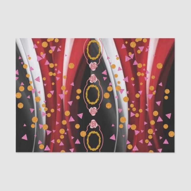 Abstrato Vermelho Preto de Papel Tecido (Frente )