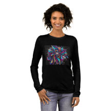 Abstrato vibrante Aura - Camiseta negra feminina