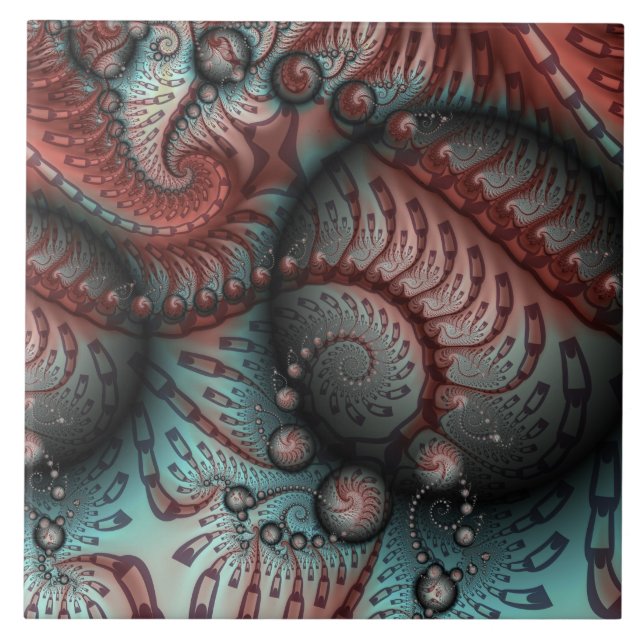 Abstrato Vivid Fantasy Fractal Art Brown Blue (Frente)