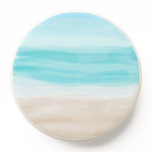 Abstrato Watercolor Beach Scenery PopSocket