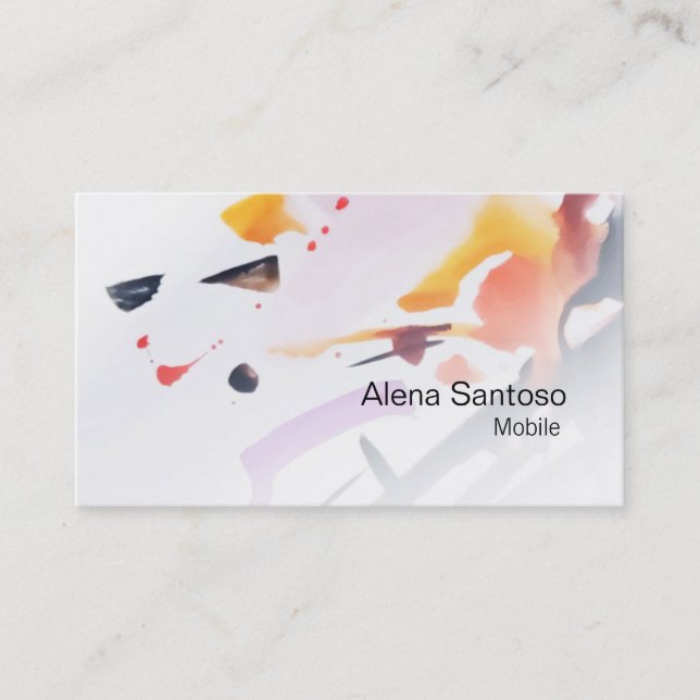 Abstrato Watercolor Cartão de visita (Frente)