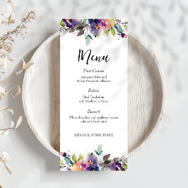 Abstrato Watercolor Floral Wedding Menu