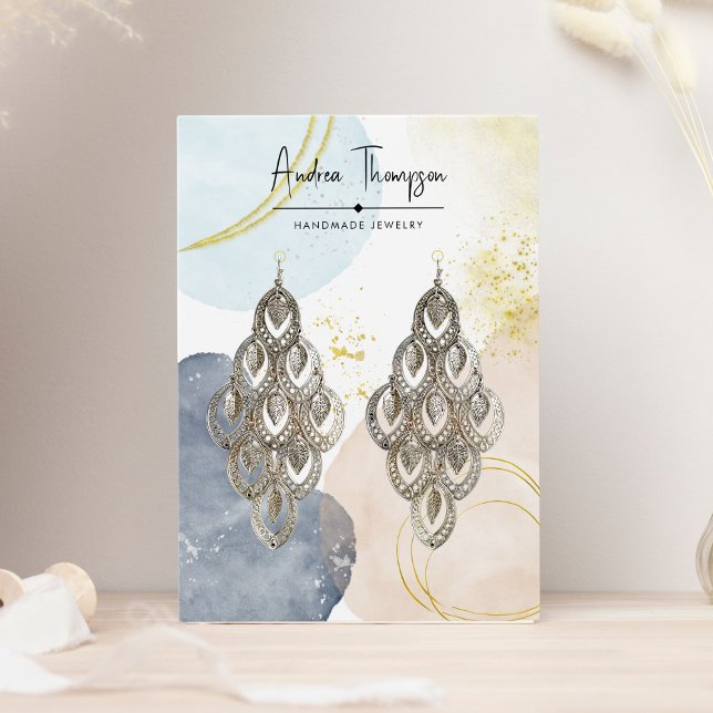 Abstrato Watercolor Gold Foil Boho Earring Display (Criador carregado)