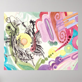 Abstrato Watercolor Poster nº 1