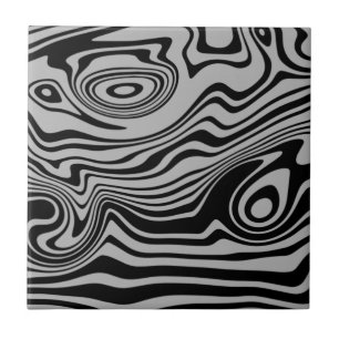 Abstrato Waves Cinzas Negras Azulejo cerâmica suas
