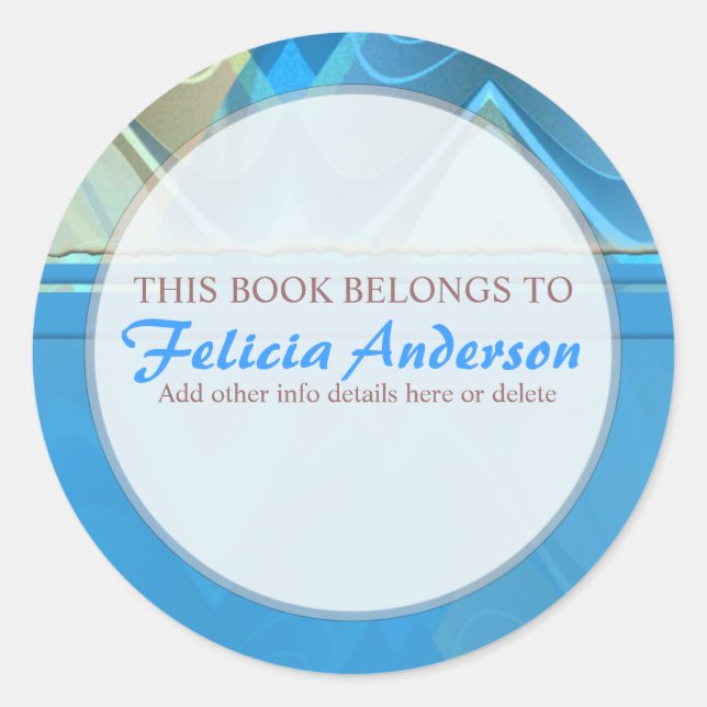 Abstrato Waves: Etiqueta de Placa Artística Redond (Frente)