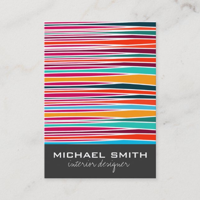Abstrato Waves Interior Designer Cartão de visita (Frente)