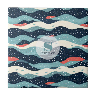 Abstrato Wavy Lines com pontos de floco de neve