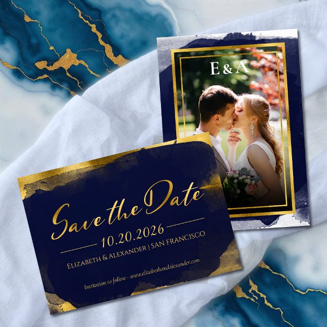 Abstrato Wedding Salvar Convites de Data | Foto (Criador carregado)