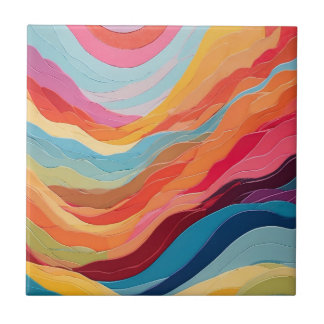 Abstrato Whimsical Rainbow Wavy Stripes