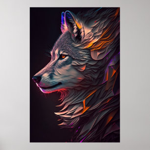 Abstrato Wolf Wall Art Poster