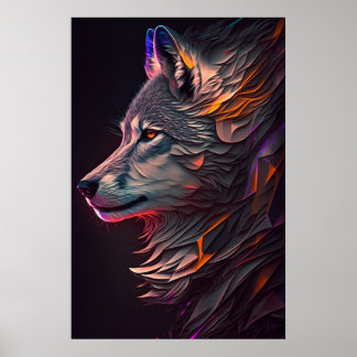 Abstrato Wolf Wall Art Poster