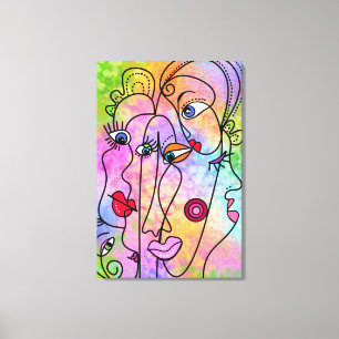 Abstrato Women Face Canvas Print Cubism Estilo
