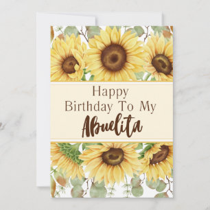 Abuelita Birthday Yellow Sunflower Cartão de anive