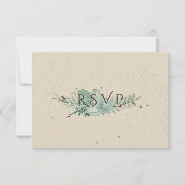 Abundant Love - Succulent Buquê Wedding RSVP (Frente)