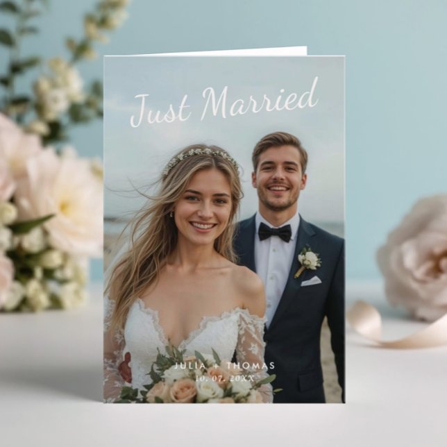 Acaba de Casar Anúncio de Foto de Casamento Elegan (Criador carregado)