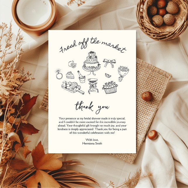 Acabado de Chegar ao Mercado Convite de Chá de Coz (Fresh off the market thank you card bridal shower)