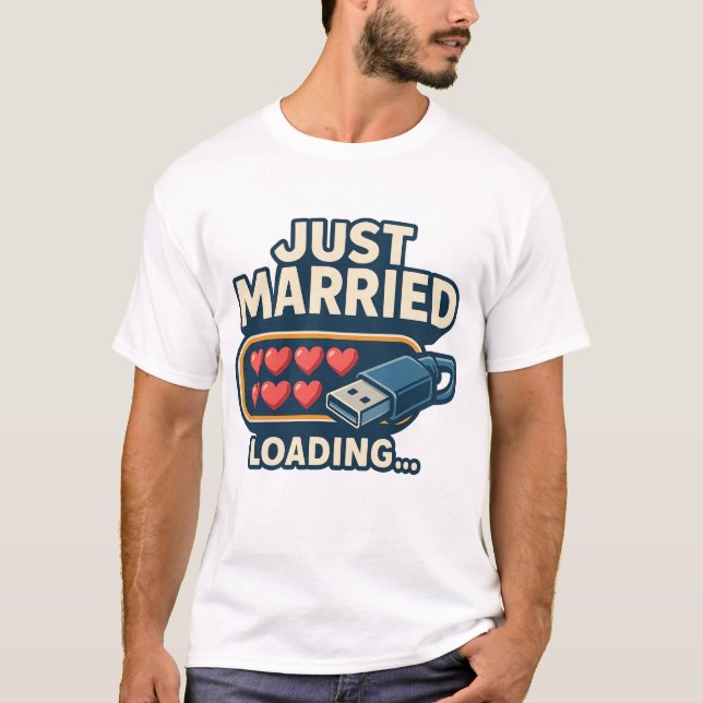 Acabamos de Casar Camiseta Loading – Casamento Div (Frente)