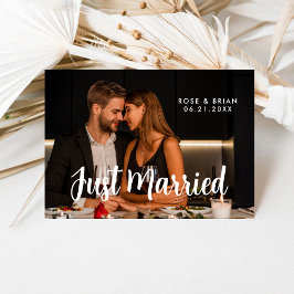 Acabaram de Casar Cartão de Foto de Casamento Eleg