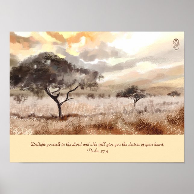 Acacia Trees Poster personalizado com Bíblia Verso (Frente)