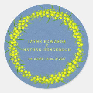 Acacia yellow wattle wreath adesivos de casamento