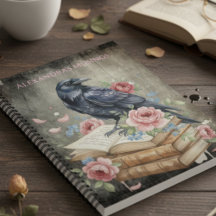 Academia Sombria Corvo Rosa Espiral Floral