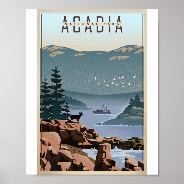 Acadia National Park Litho Trabalho de arte Poster (Frente)