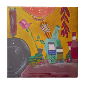 Açafrão e azulejo dos pimentões