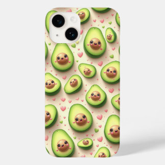Açafrão Kawaii Avocado e Corações Rosas Padrão Doc