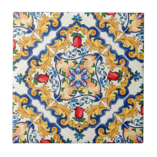 Açafrão Vermelho Floral Siciliano Majólica Mediter
