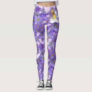 Açafrões roxos com abelhas Legging