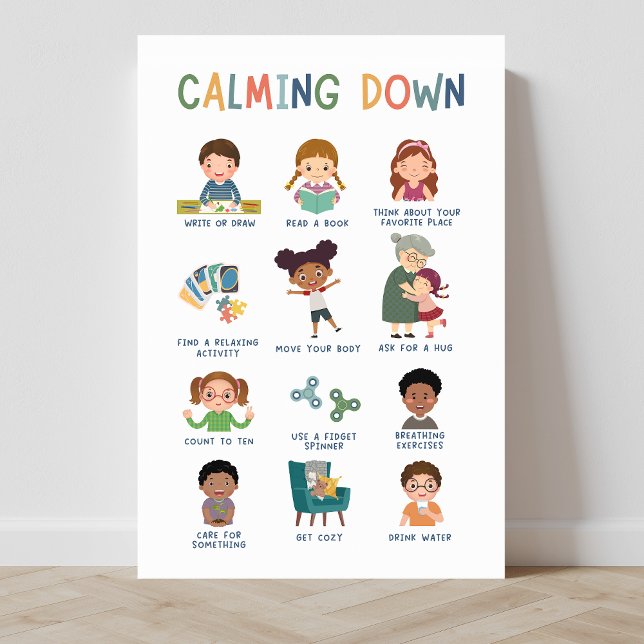 Acalmando técnicas Poster de sala de aula (calming down techniques, calming down, education, social emotional learning, classroom posters)