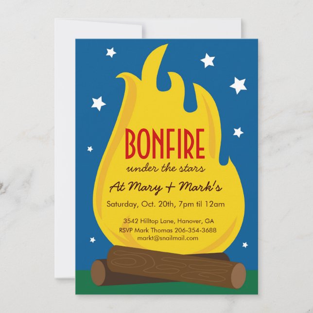 Acampa para fora o convite de aniversário, (Frente)