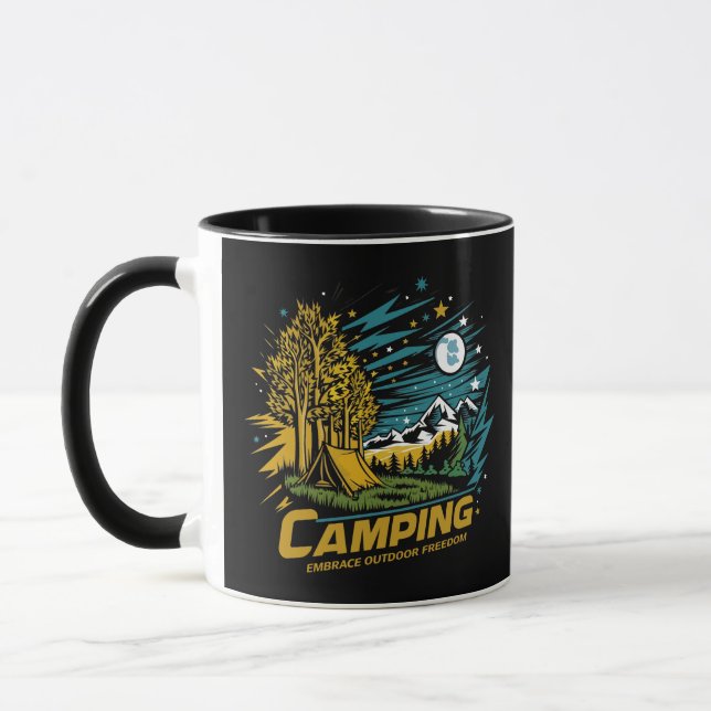 Acampamento Abraça-se ao ar livre, caneca preta (Esquerda)