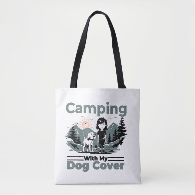 Acampamento com o meu cachorro Tote Bag reutilizáv (Frente)