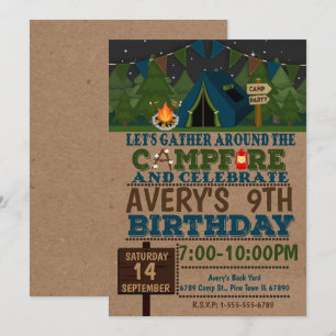 Acampamento de Convite de aniversário Cam para fo
