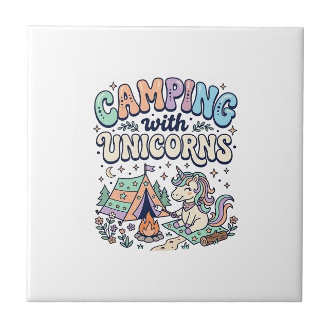 Acampamento de Unicórnio com Adesivo Kawaii de Uni (Frente)