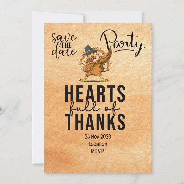 Ação de Graças com a Turquia, salvar o convite de  (Frente)