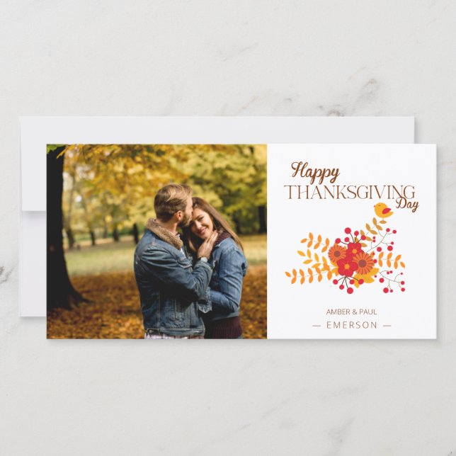 Ação de Graças de outono com Ramificações e Pássar (Frente)