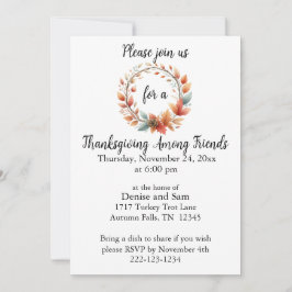 Ação de Graças entre Amigos Convite