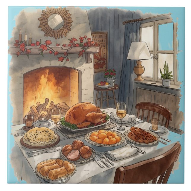 Ação de Graças, pratos tradicionais, Mesa de outon (Frente)