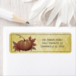 Ação de Graças Pumpkin Damask   Etiqueta Amarela